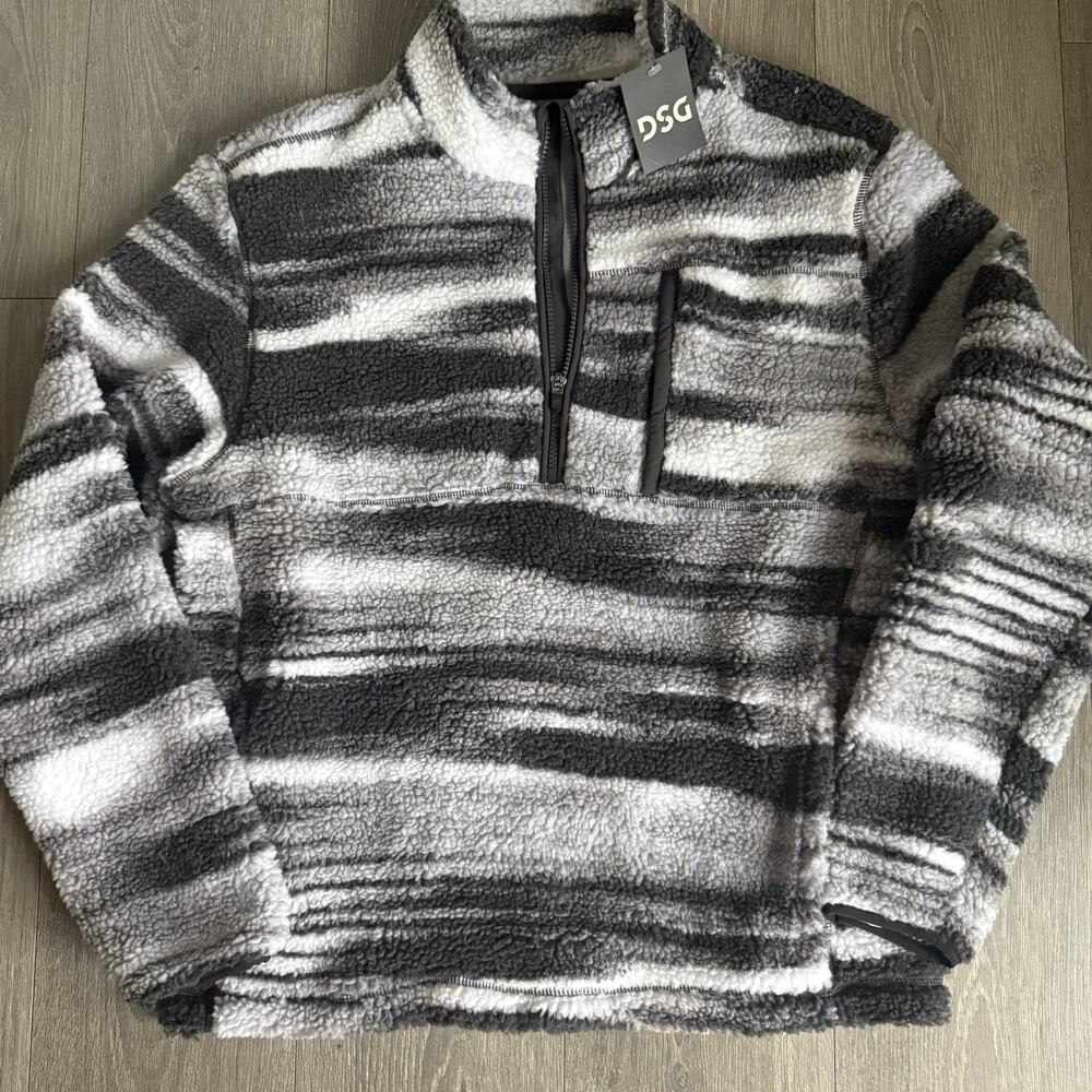 DSG Mens Sherpa 1/4 Zip Pullover Fleece Jacket Lunar Glare Charcoal NWT Medium‎
